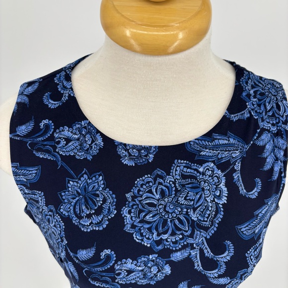 Tommy Hilfiger NWT Navy and Blue Floral Paisley Sleeveless A-Line Dress, 4 - Picture 4 of 16